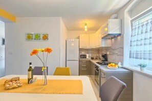 Dining room and kitchen
