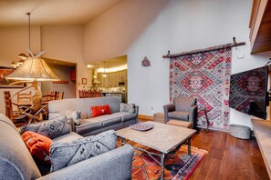 Kick back your feet and relax in the cozy living area.