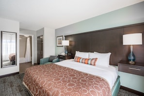 Relax on the comfy bed after a day outside.