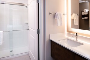Get ready for your day in the lovely bathroom.