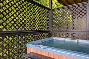 Relax in the bubbling hot tub after a fun day of adventure in the Smokies.