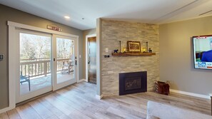 Indoors, Fireplace, Floor, Door, Flooring
