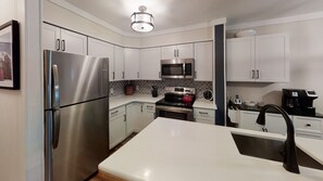 Indoors, Kitchen, Microwave, Oven, Refrigerator
