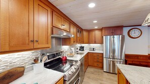 Indoors, Kitchen, Refrigerator, Hardwood, Sink