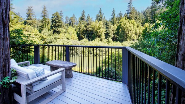 River frontage view from expansive deck area.