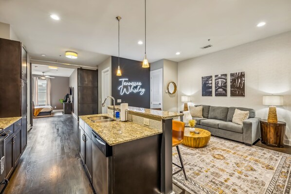 Cook, dine, and unwind in a kitchen designed for convenience and style