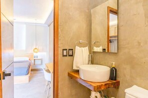 Gorgeous wood in the bath as well