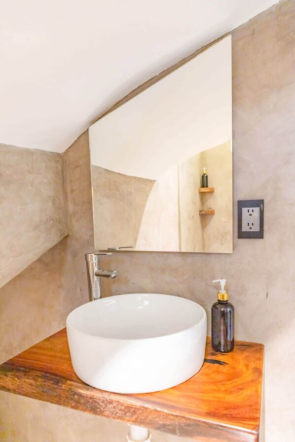 Gorgeous wood in the bathroom too!