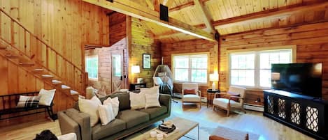 living room. Smart TV on the right. Be sure to bring your passwords for streaming.