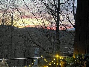 View of sunset from balcony
