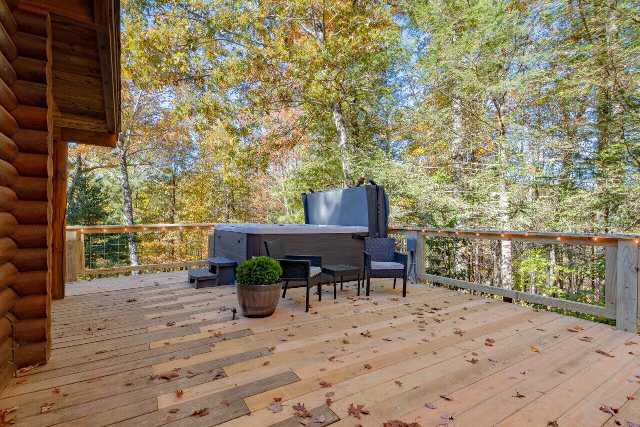 Rustic Log Cabin w/ Hot Tub, Fire Pit, Game Room & Wooded