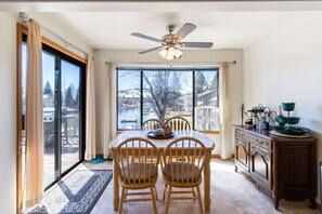 Furniture, Table, Indoors, Ceiling Fan, Dining Room
