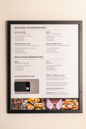 The VIP 25% discount card will be waiting for you inside the apartment
