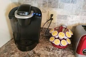 Keurig with coffee and tea