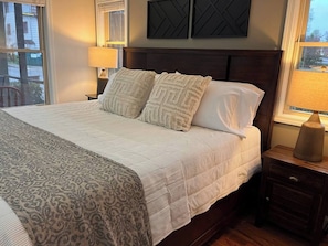First floor king bed ensuite with fireplace and kitchenette