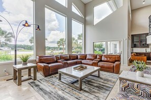 Family room with lake views