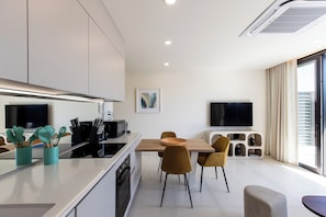 Living Room + Kitchen Area