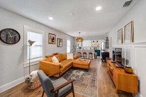 Bright and spacious modern living room with stylish decor