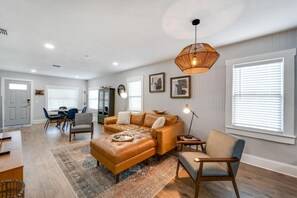 Bright and spacious modern living room with stylish decor