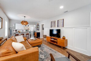 Bright and spacious modern living room with stylish decor