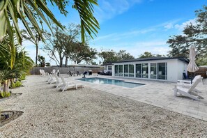 Escape to your own private oasis – poolside relaxation, games, and cozy nights by the fire pit.