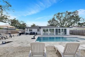 Escape to your own private oasis – poolside relaxation, games, and cozy nights by the fire pit.