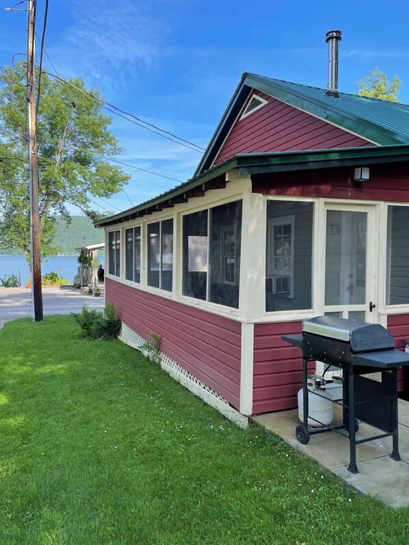 Wrap around porch with view of the lake