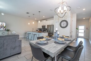 Our dining area is perfect for quality time with your loved ones, while you prepare the most delicious plate at out equipped kitchen.