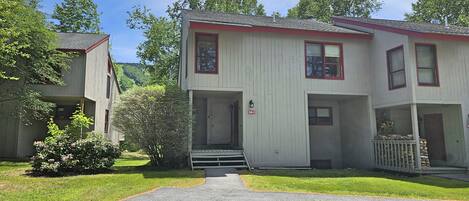 View ski trails to left of entry
