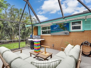 Backyard Seating Area w/ TV & Games
