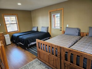 Slide the beds on the right side together for a king bed, we have king bedding