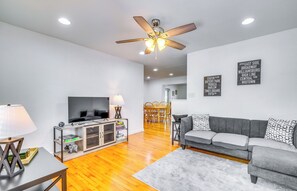 Living Room | Smart TV | Central Heating & A/C | Ceiling Fans | Books