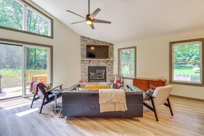 Living Room | Smart TV | Fireplace | Single-Story Home