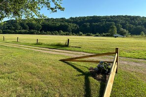 The view from the front yard -- today a Beech 18 was taking off from runway 32. 