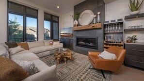 Gather around in the comfortable living area