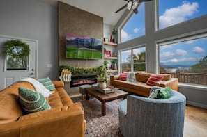 Your luxurious living area with elegant holiday decor is the perfect spot to relax and unwind!