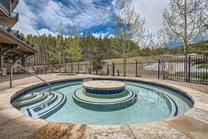 Soak your cares away in the communal hot tub