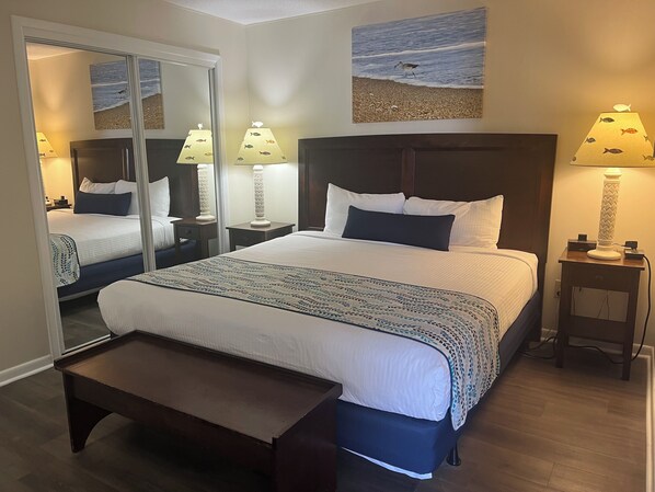 Tranquil bedroom with a soft, inviting king-size bed.