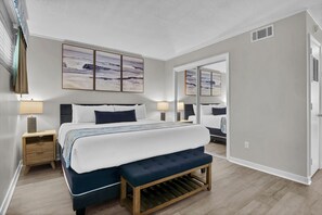 Elegant, serene bedroom showcasing a comfortable king-size bed