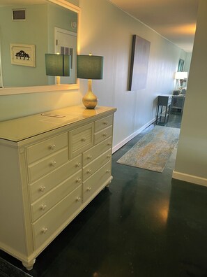 spacious bedroom dresser with elegant wood detailing