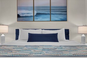 Tranquil, spacious bedroom with a luxurious king-size bed