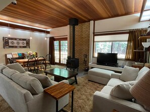 Wood stove keeps the cabin cozy all winter