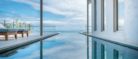 Infinity edge lap pool with full ocean view