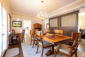 Beautiful dining table that seats six.
