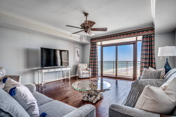 Enjoy watching the waves roll in from the beautiful living room!