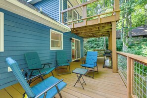 Cottage Exterior | Furnished Deck | Dining Area | Gas Grill
