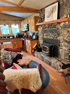 Cozy Bonus Fireplace Living area in the kitchen