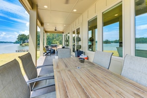 Covered Patio | Gas Grill | Outdoor Dining Area | Lake Views