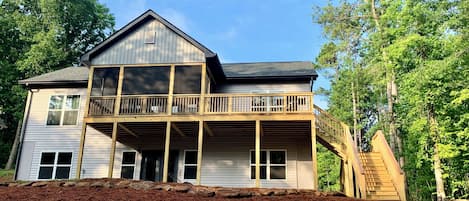 Front of house, facing the lake.
