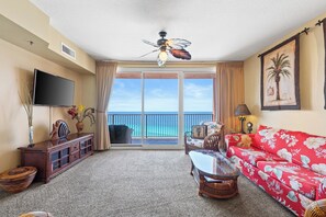 Gulf Front Living Area with Sleeper Sofa